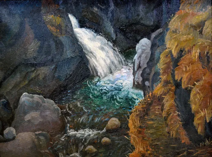 253.Чистяков О.М.  Водопад на Кынгереге 50х67
