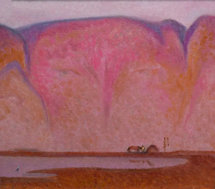 270. Ванданов М.Б. Пейзаж с озером. Любовь х.м. 47х54